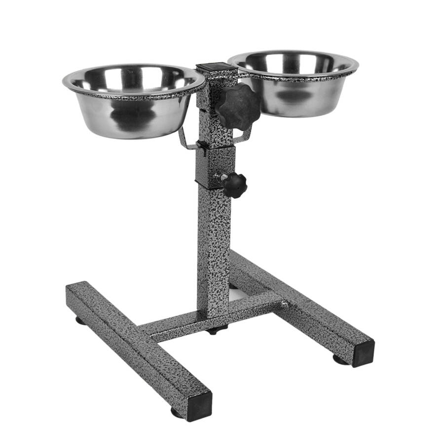 KE-3314A İkili Ayarlanır 470 ml Çelik Mama Kabı ve Standı - 1