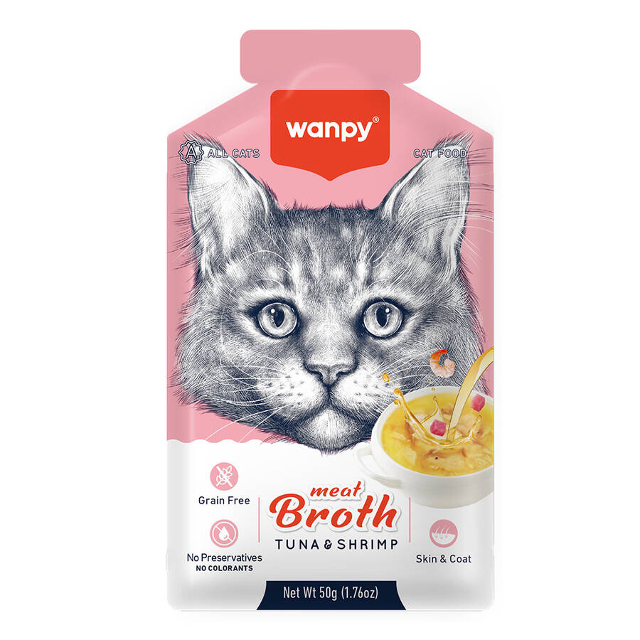 Wanpy Kediler için Karidesli Ton Balığı Eti Çorbası 50g x12 Adet - 1