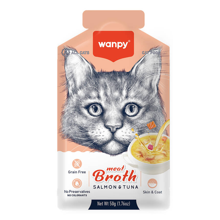 Wanpy Kediler için Somon & Ton Balığı Eti Çorbası 50gx12 Adet - 1