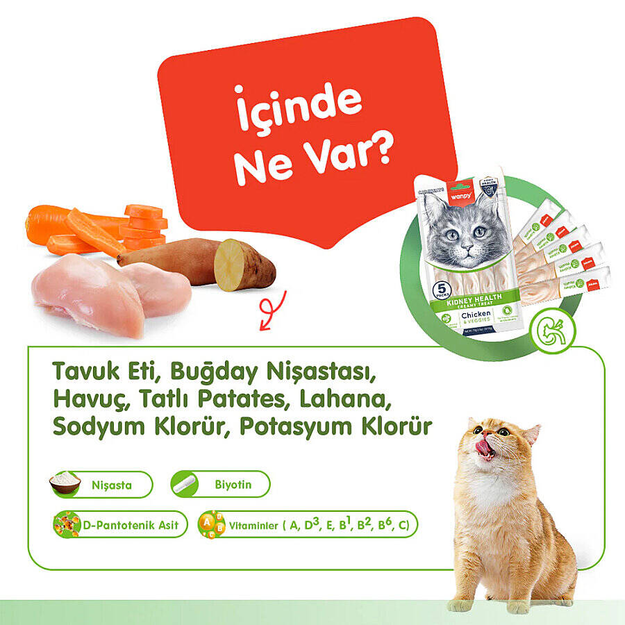 Wanpy Kidney Health Tavuk&Sebze 12'li-F.Krema Ödül 5x14gr - 2